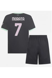 AC Milan Alvaro Morata #7 Jalkapallovaatteet Lasten Kolmas peliasu 2024-25 Lyhythihainen (+ Lyhyet housut)